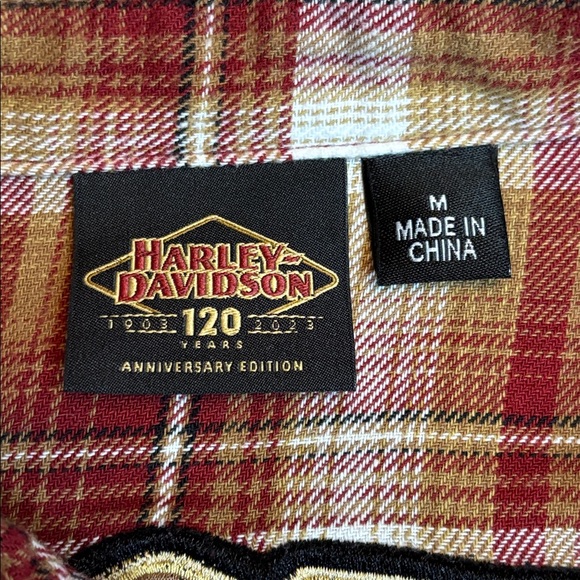 Harley-Davidson 120th Anniversary Plaid Shirt in Red and Gold - Picture 6 of 8